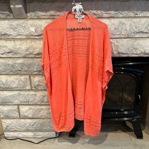 Christopher & Banks tunic length sweater cardigan salmon pink size L/XL - Picture 1 of 6